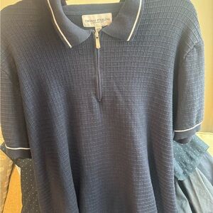 Thomas Sterling Navy Polo with White Trim